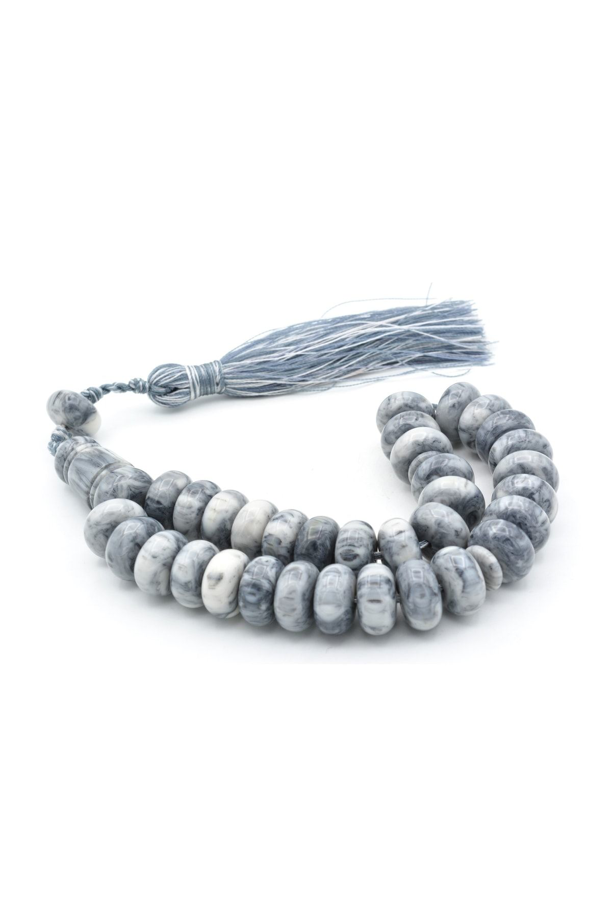 Zeyn Usta Işi Basık Model Koyu Gri Beyaz Katalin Tesbih 010