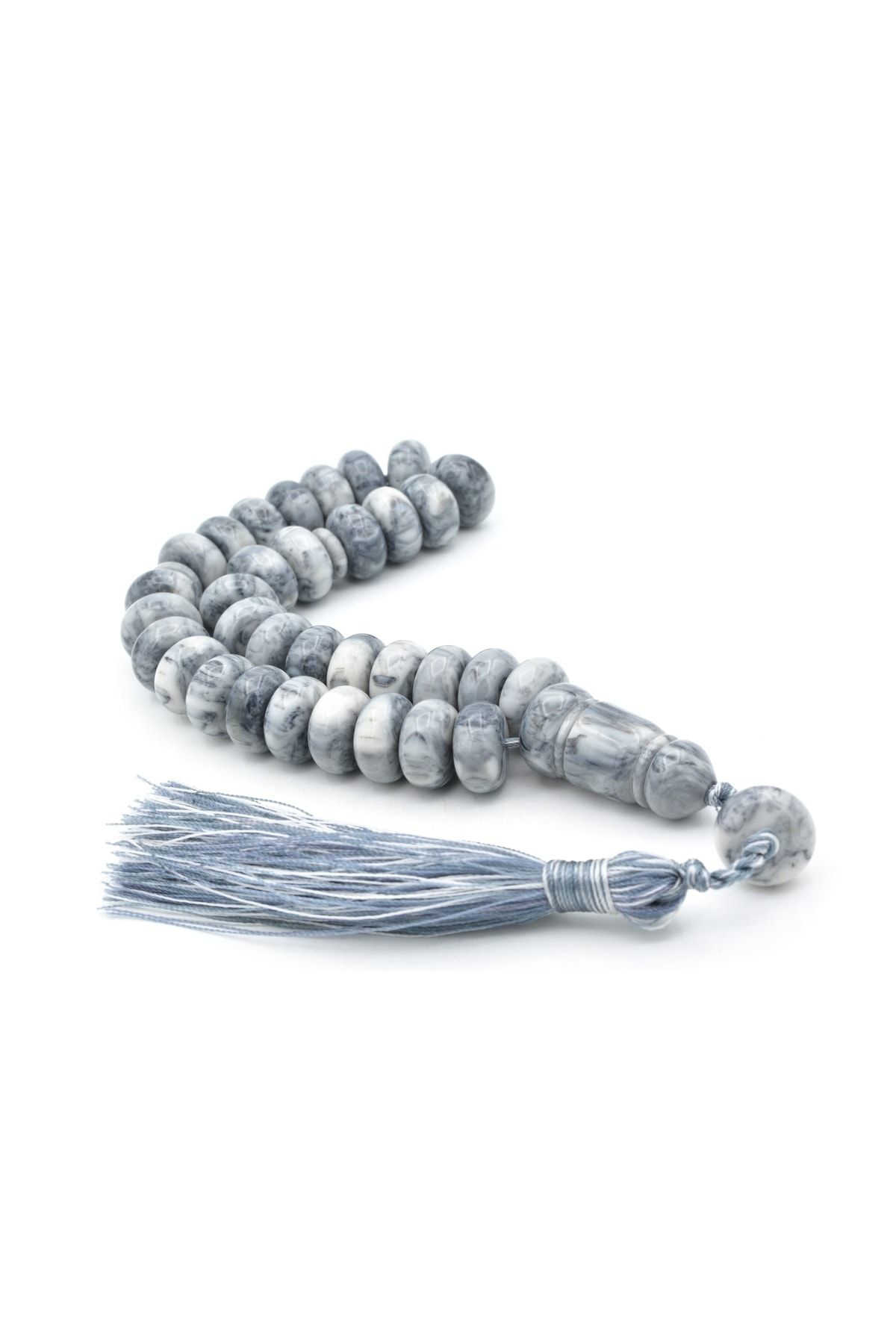 Zeyn Usta Işi Basık Model Koyu Gri Beyaz Katalin Tesbih 010