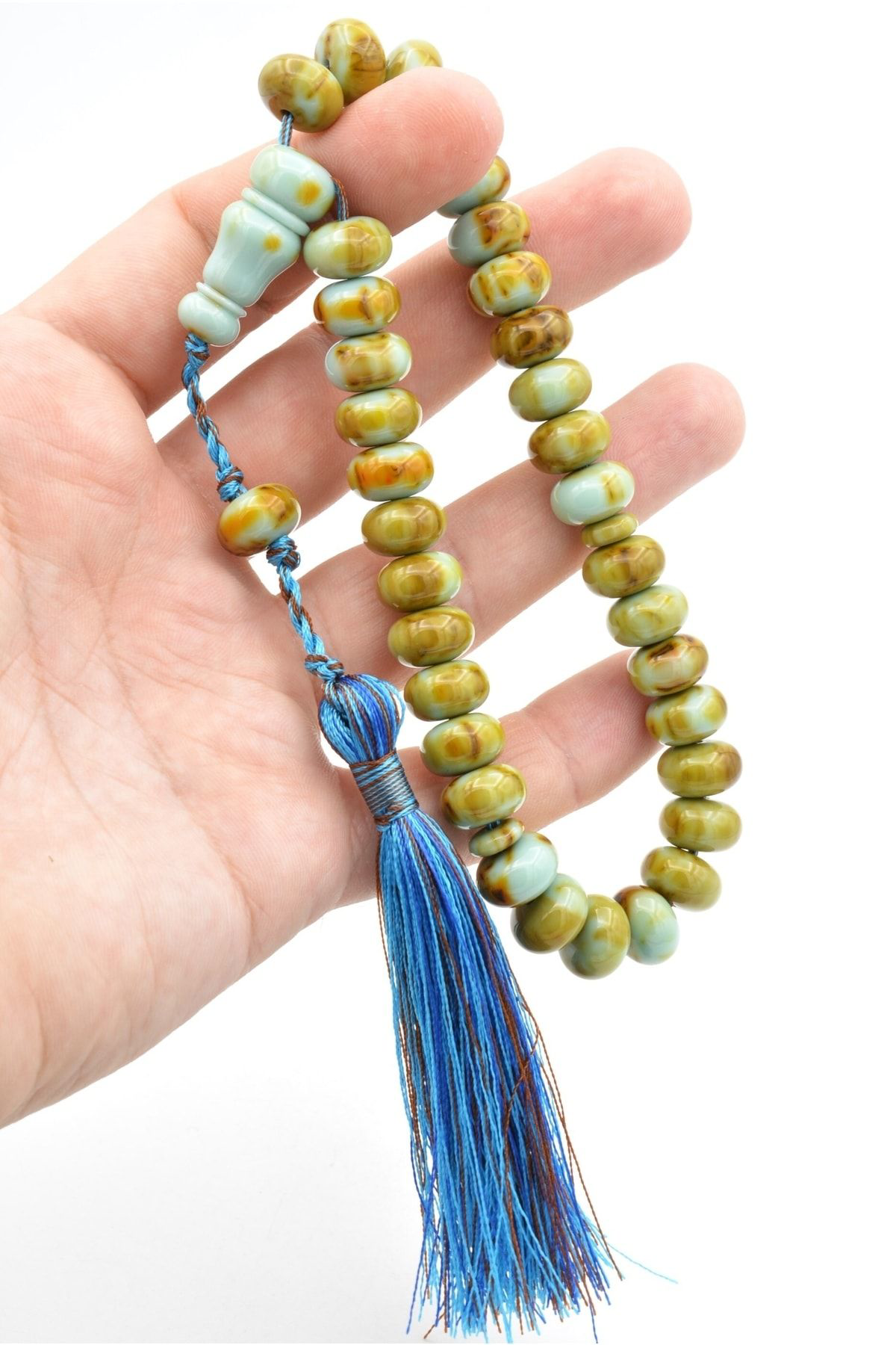 Zeyn Usta Işi Basık Model Kahverengi Mavi Katalin Tesbih 012