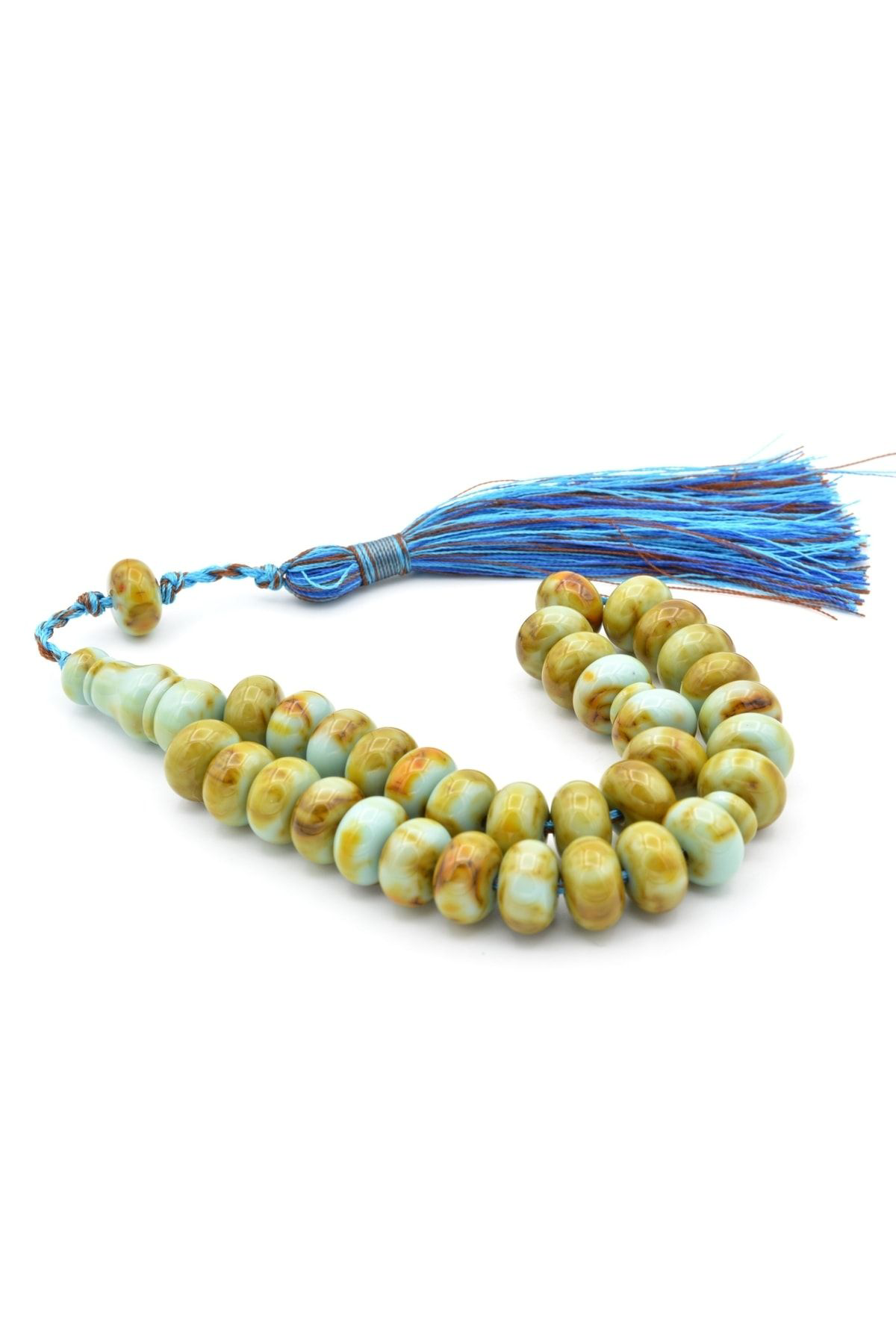 Zeyn Usta Işi Basık Model Kahverengi Mavi Katalin Tesbih 012