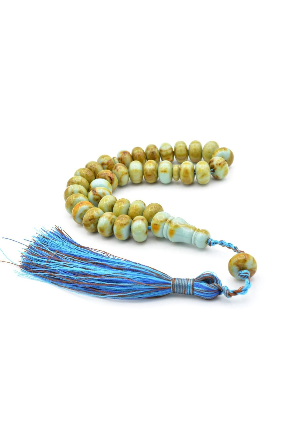 Zeyn Usta Işi Basık Model Kahverengi Mavi Katalin Tesbih 012