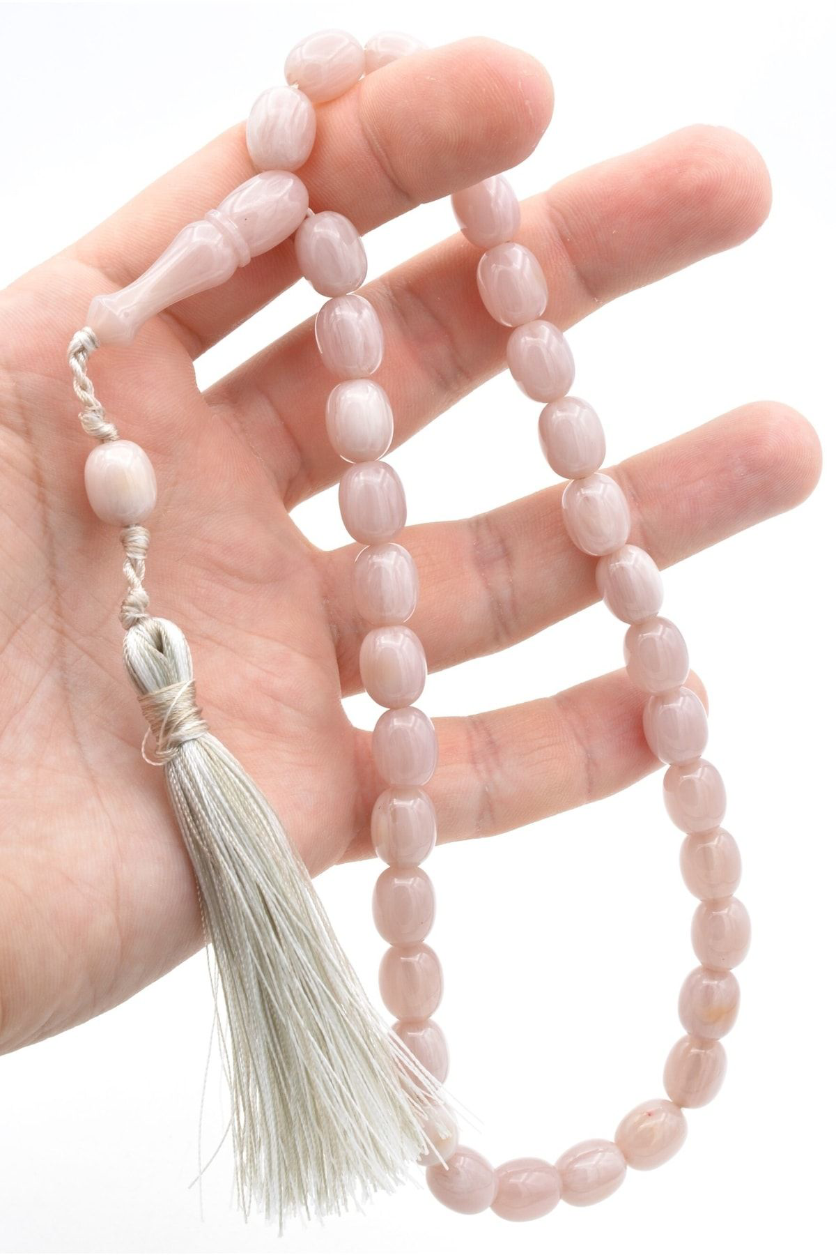 Zeyn Usta Işi Tombul Beyzi Model Beyaz Katalin Tesbih 022