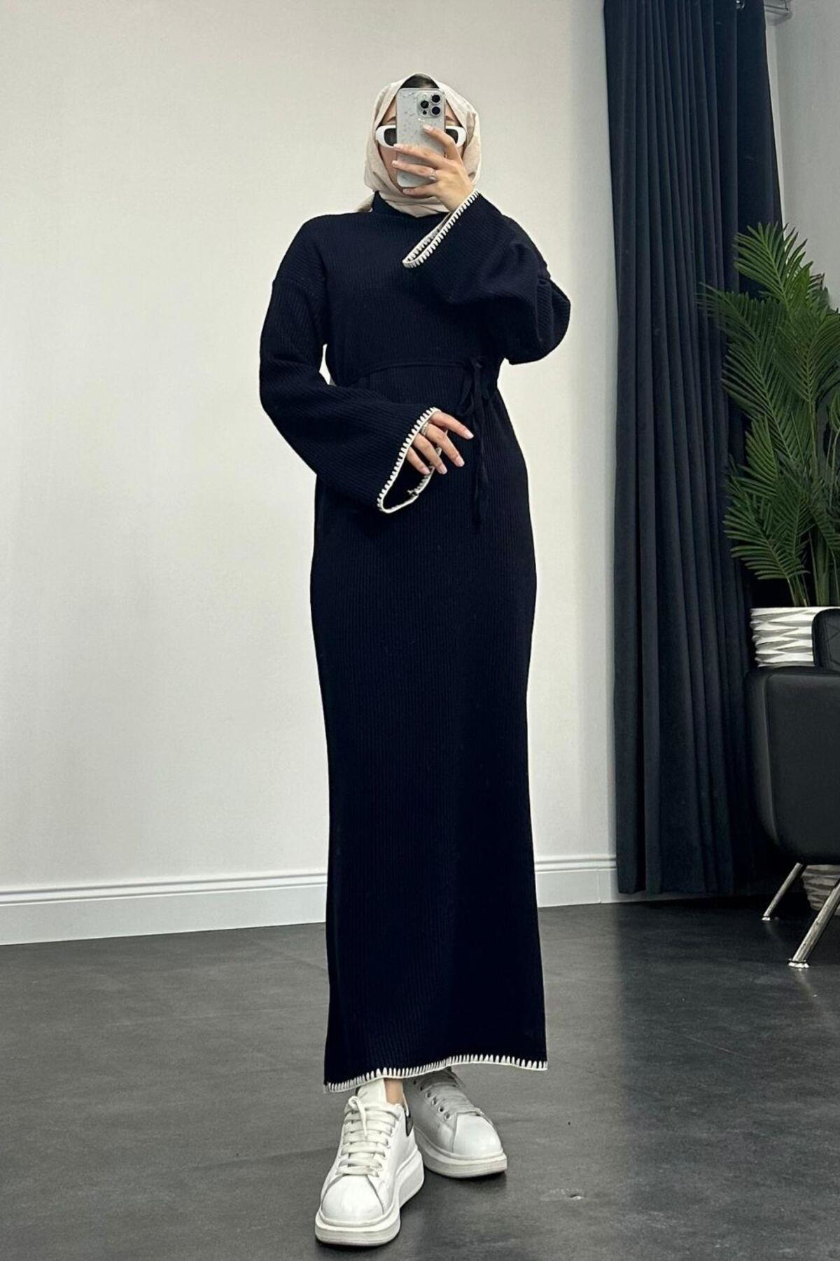 Şule Giyim Zeynep Triko Elbise Lacivert