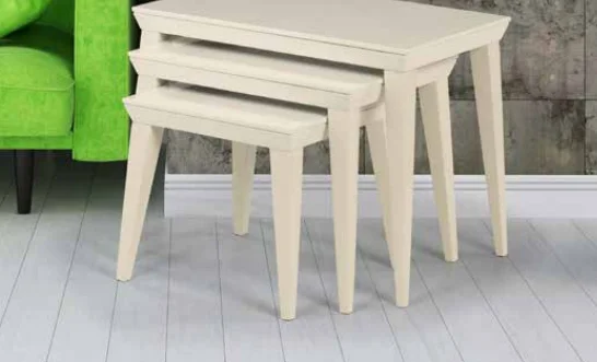 Zigon 11770 OSM Piramit Model sehpa Parlak Krem Renk Kayın RETRO 
