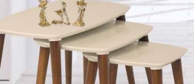 Zigon 11776 OSM Oval Model Sehpa Parlak Ceviz Krem renk Kayın Ret