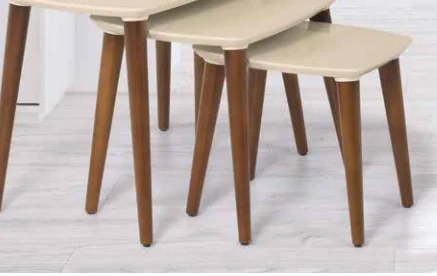 Zigon 11776 OSM Oval Model Sehpa Parlak Ceviz Krem renk Kayın Ret