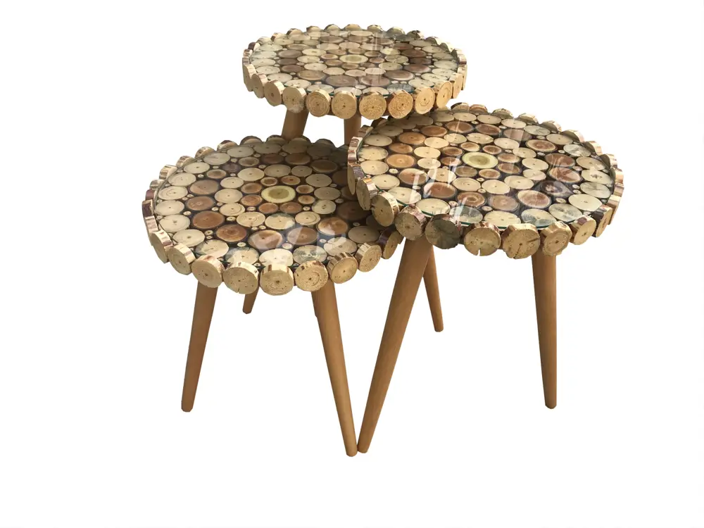 Zigon 12509 Sehpa Model KÜTÜK KESME Doğal Ağaç Natüre Kayın RETRO