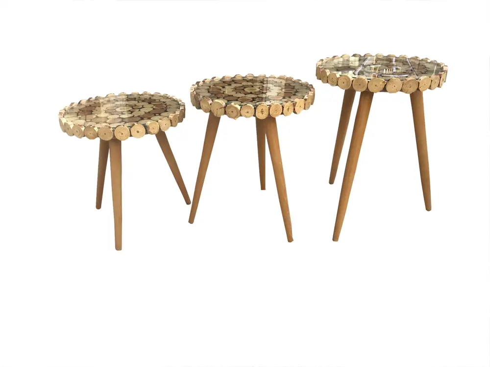 Zigon 12509 Sehpa Model KÜTÜK KESME Doğal Ağaç Natüre Kayın RETRO