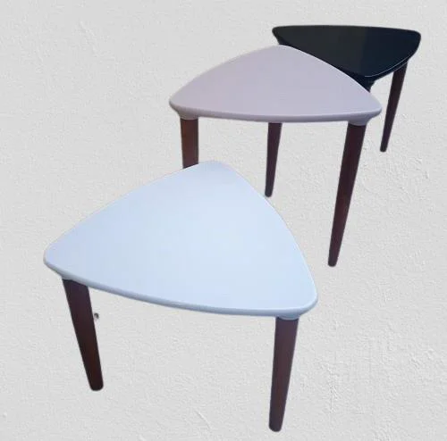Zigon 12623 Ahşap Kayın Retro Konik Ayak Model Üçgen Tabla Beyaz 
