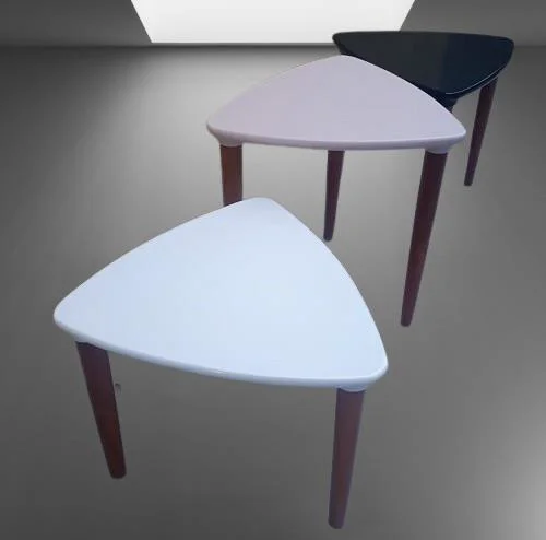 Zigon 12623 Ahşap Kayın Retro Konik Ayak Model Üçgen Tabla Beyaz 