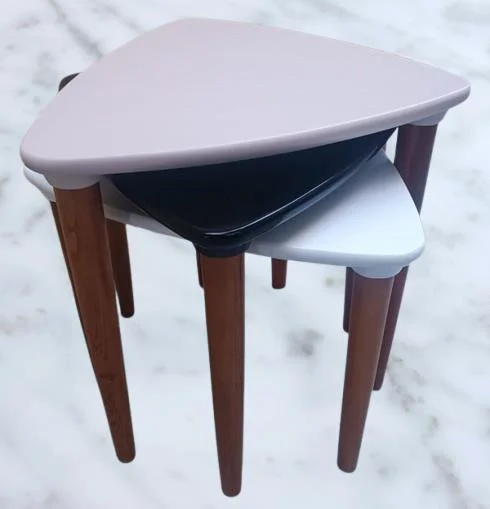 Zigon 12623 Ahşap Kayın Retro Konik Ayak Model Üçgen Tabla Beyaz 
