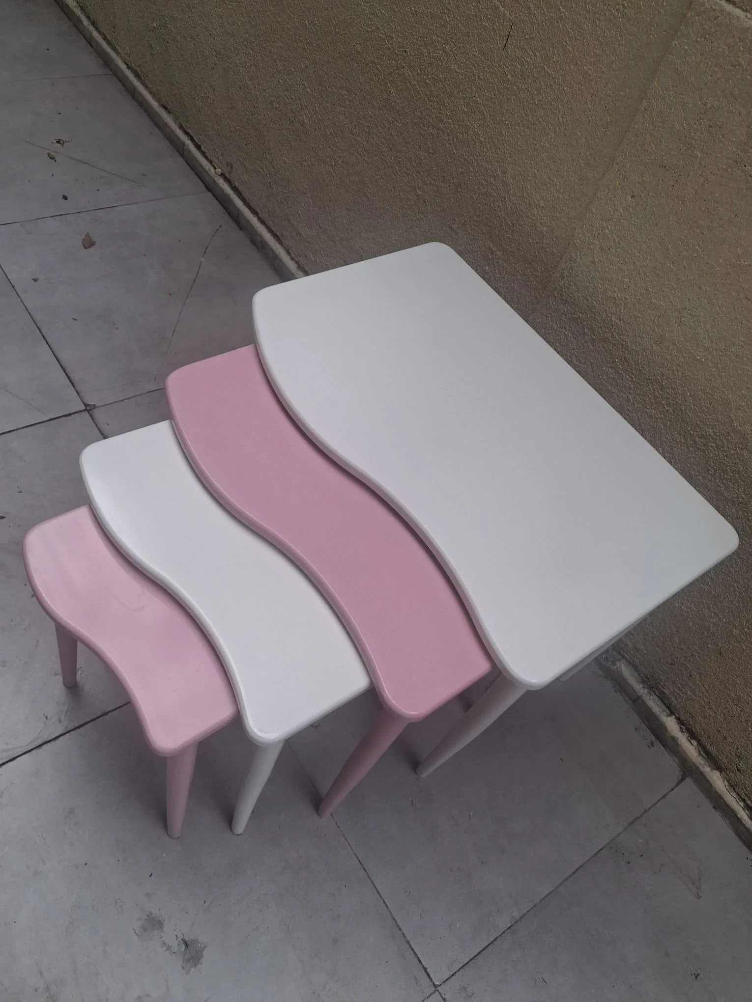 Zigon 13226 S Model Kayın RETRO Ayak Parlak pembe-beyaz renk MDF Tabla Elyapım Fiyatı, Yorumları ve Özellikleri