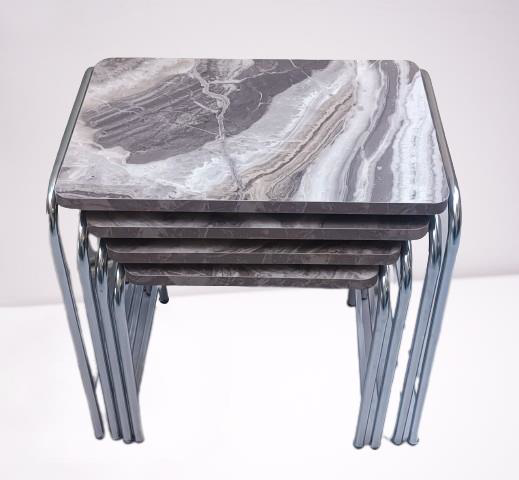 Zigon 134003 Sehpa Demet Model Metal Nikelaj Ayak Mermer Dalgalı 