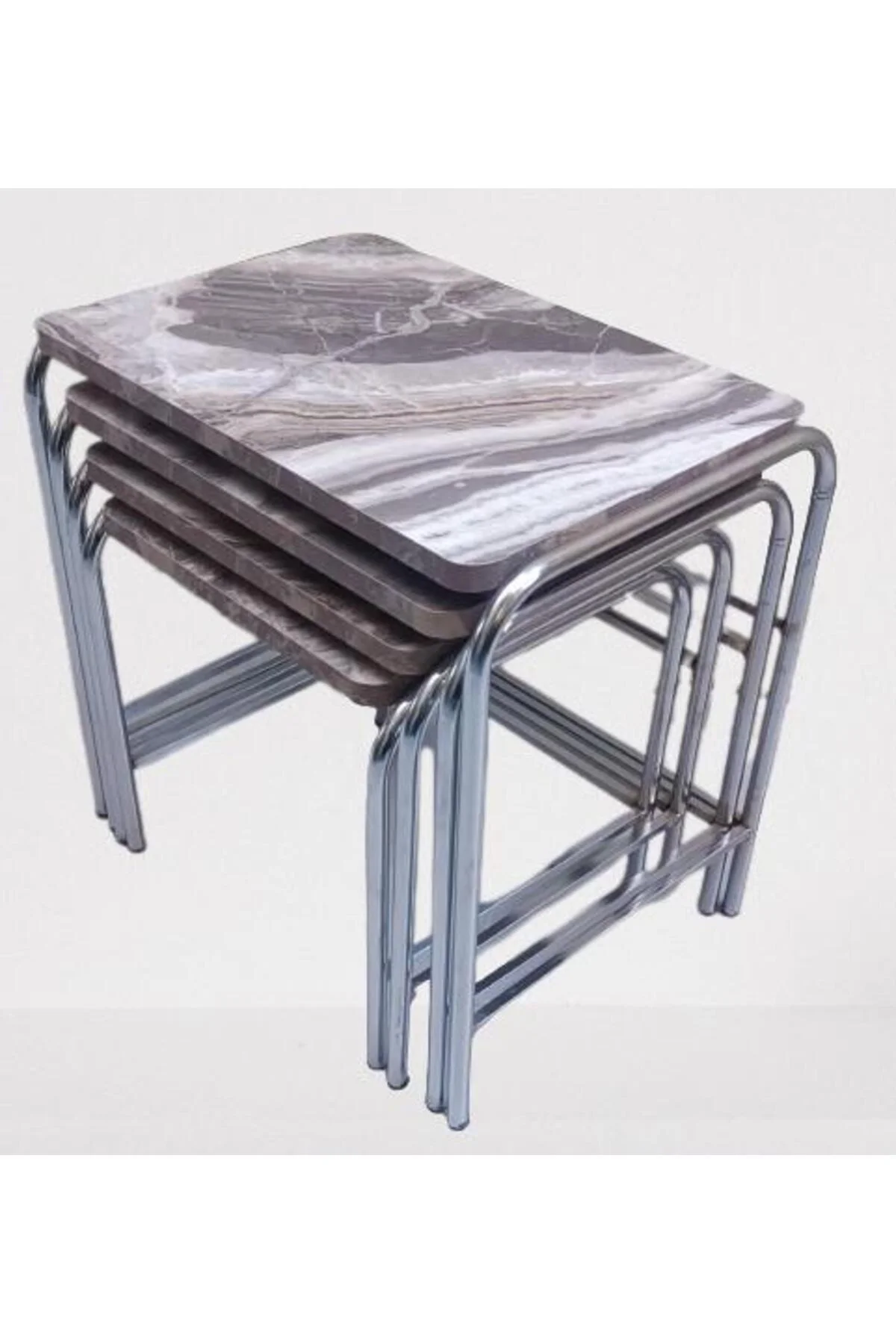 Zigon 134003 Sehpa Demet Model Metal Nikelaj Ayak Mermer Dalgalı Desen El Yapım - Görsel 8