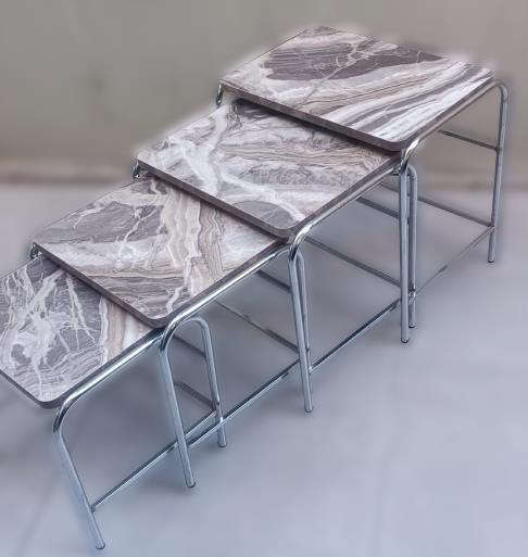 Zigon 134003 Sehpa Demet Model Metal Nikelaj Ayak Mermer Dalgalı 