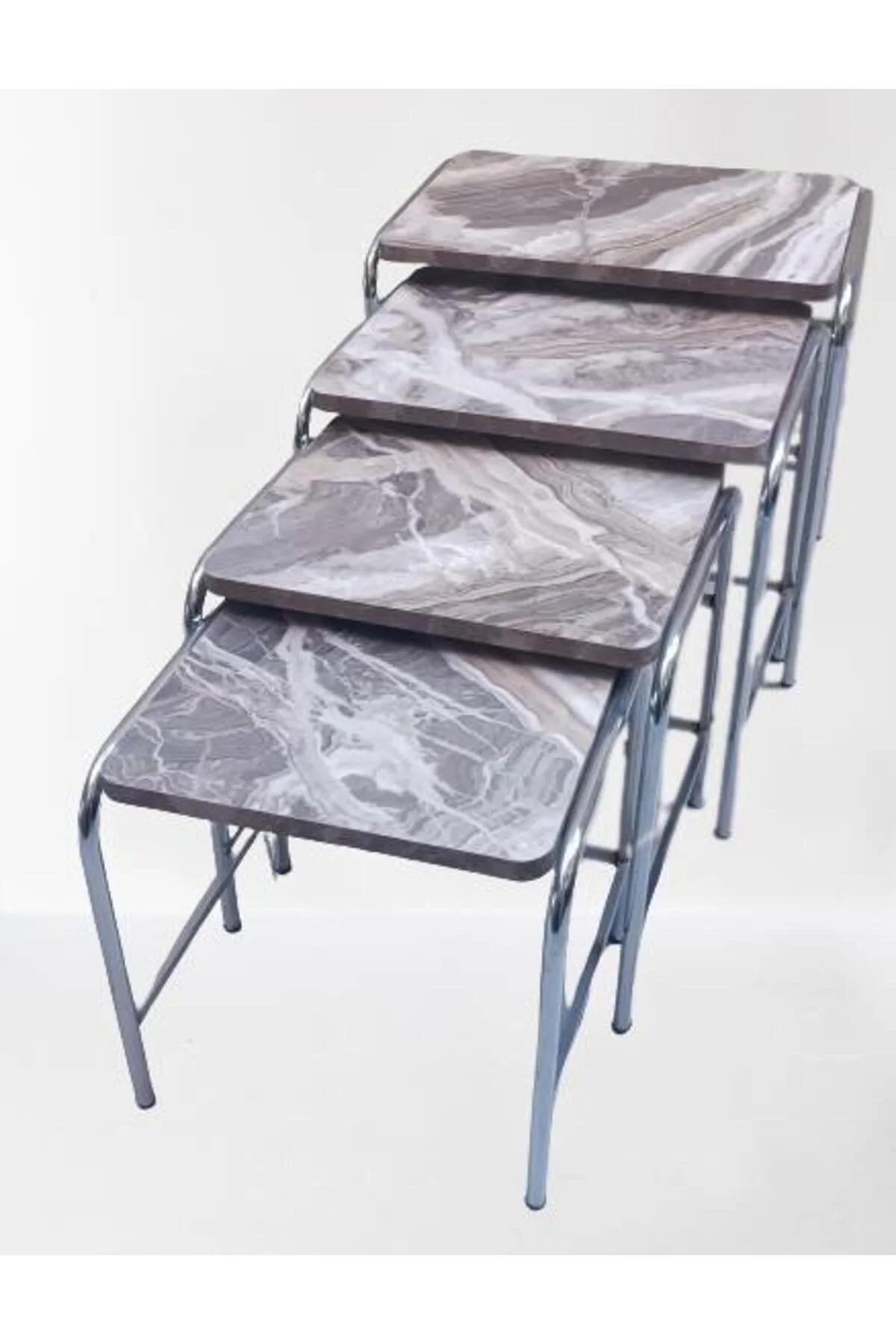 Zigon 134003 Sehpa Demet Model Metal Nikelaj Ayak Mermer Dalgalı Desen El Yapım - Görsel 3