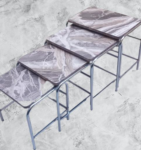 Zigon 134003 Sehpa Demet Model Metal Nikelaj Ayak Mermer Dalgalı 