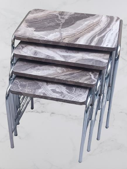 Zigon 134003 Sehpa Demet Model Metal Nikelaj Ayak Mermer Dalgalı 