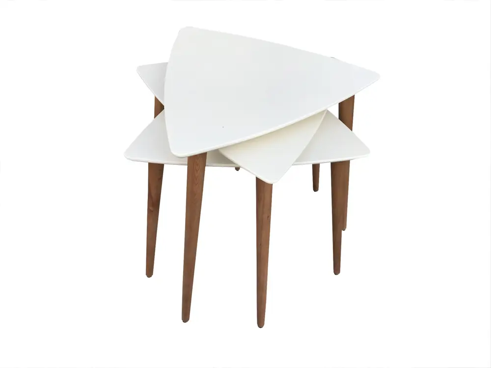 Zigon 13666 Sehpa Ahşap Kayın Retro Konik Ayak Model Üçgen Tabla 