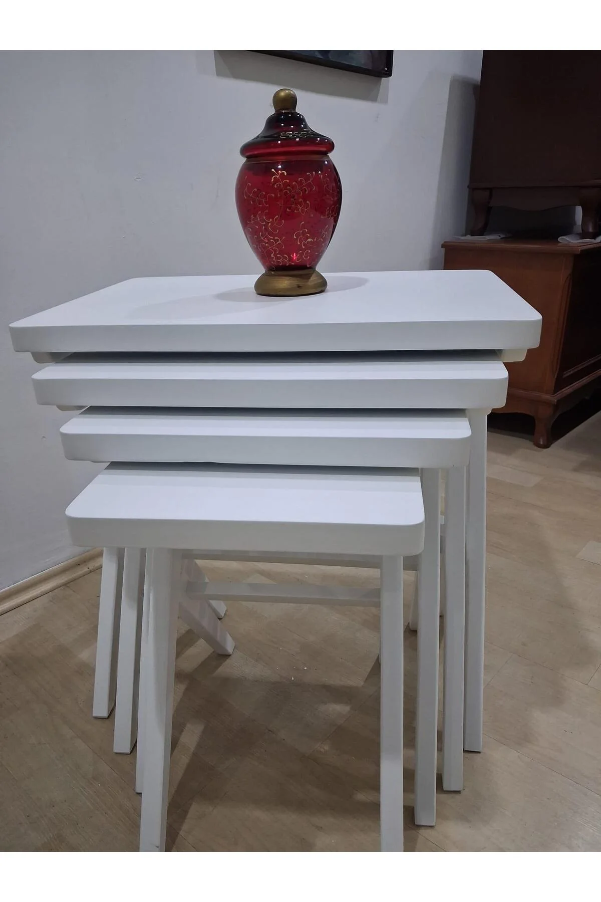 Zigon 17612 ılgz Klasik ÇAPRAZ Model Kayın ayak Parlak Beyaz Lake MDF El yapım - Görsel 7