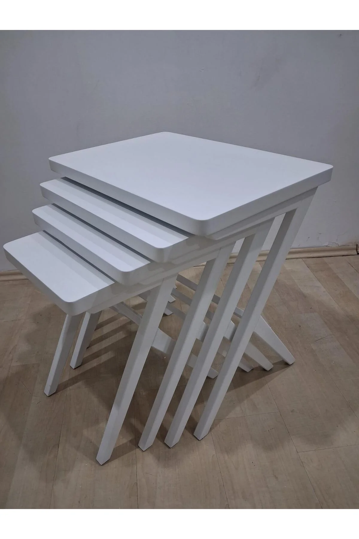 Zigon 17612 ılgz Klasik ÇAPRAZ Model Kayın ayak Parlak Beyaz Lake MDF El yapım - Görsel 4