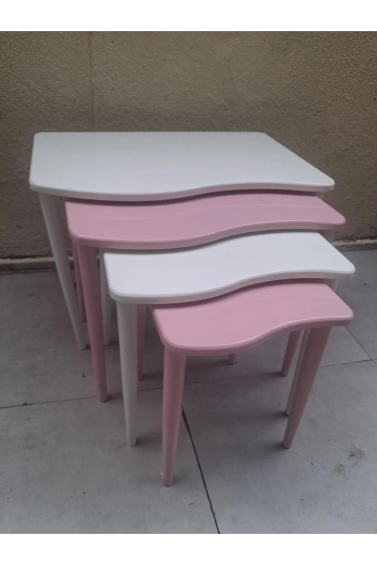 Zigon 17643 S Model Kayın RETRO Ayak Parlak pembe-beyaz renk MDF Tabla El Yapı Zigon 17643 S Model Kayın RETRO Ayak Parlak pembe-beyaz renk MDF Tabla El Yapı - Görsel 4