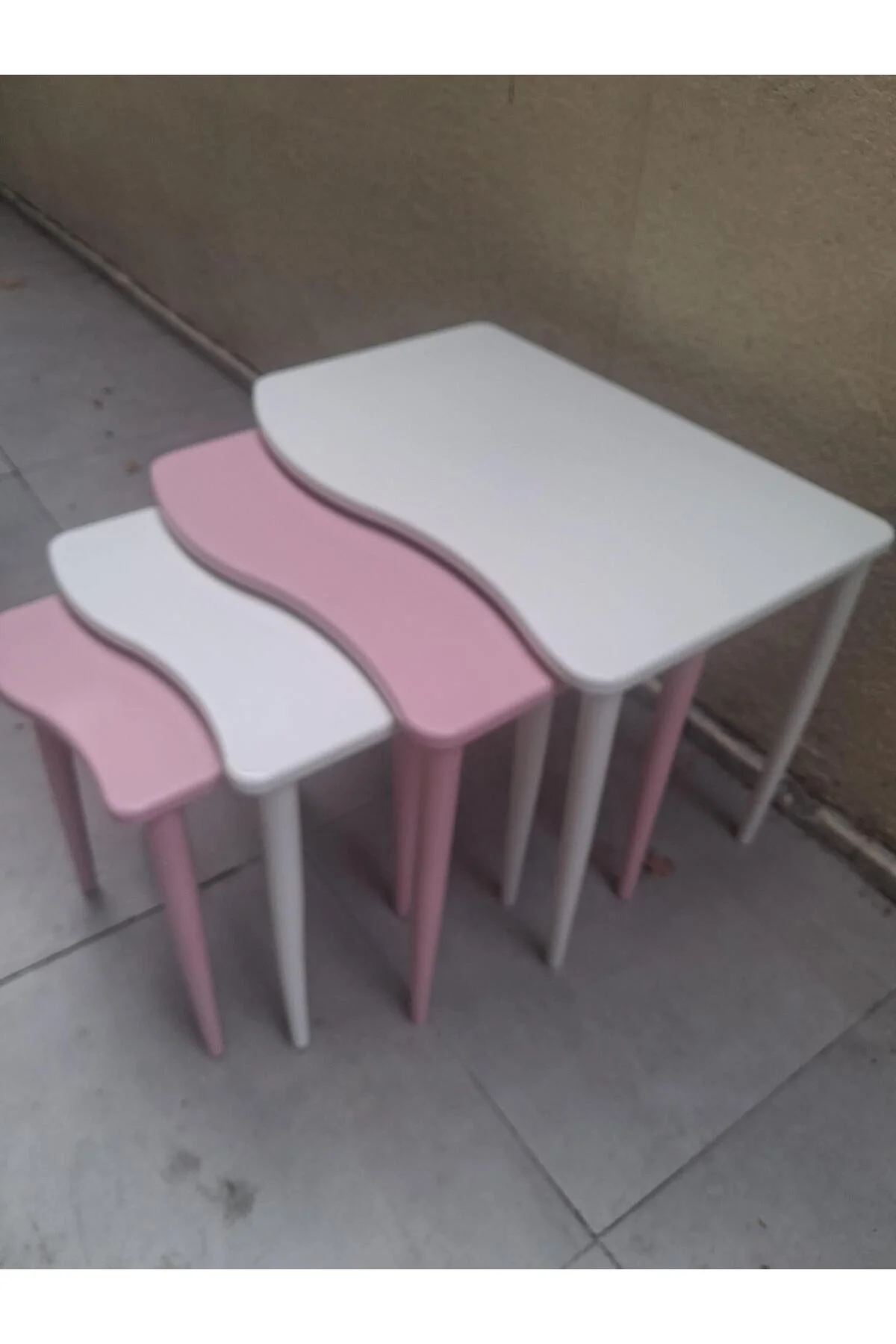 Zigon 17643 S Model Kayın RETRO Ayak Parlak pembe-beyaz renk MDF Tabla El Yapı Zigon 17643 S Model Kayın RETRO Ayak Parlak pembe-beyaz renk MDF Tabla El Yapı - Görsel 7