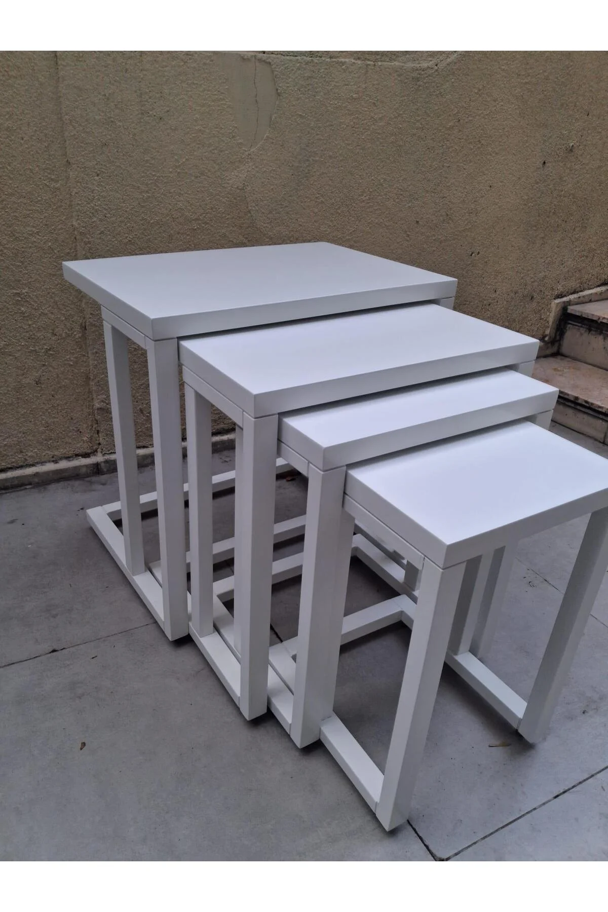 Zigon 18081 ılgz C Model Tekerlek Kayın ayak MDF tabla Parlak beyaz Lake El Yapım - Görsel 6