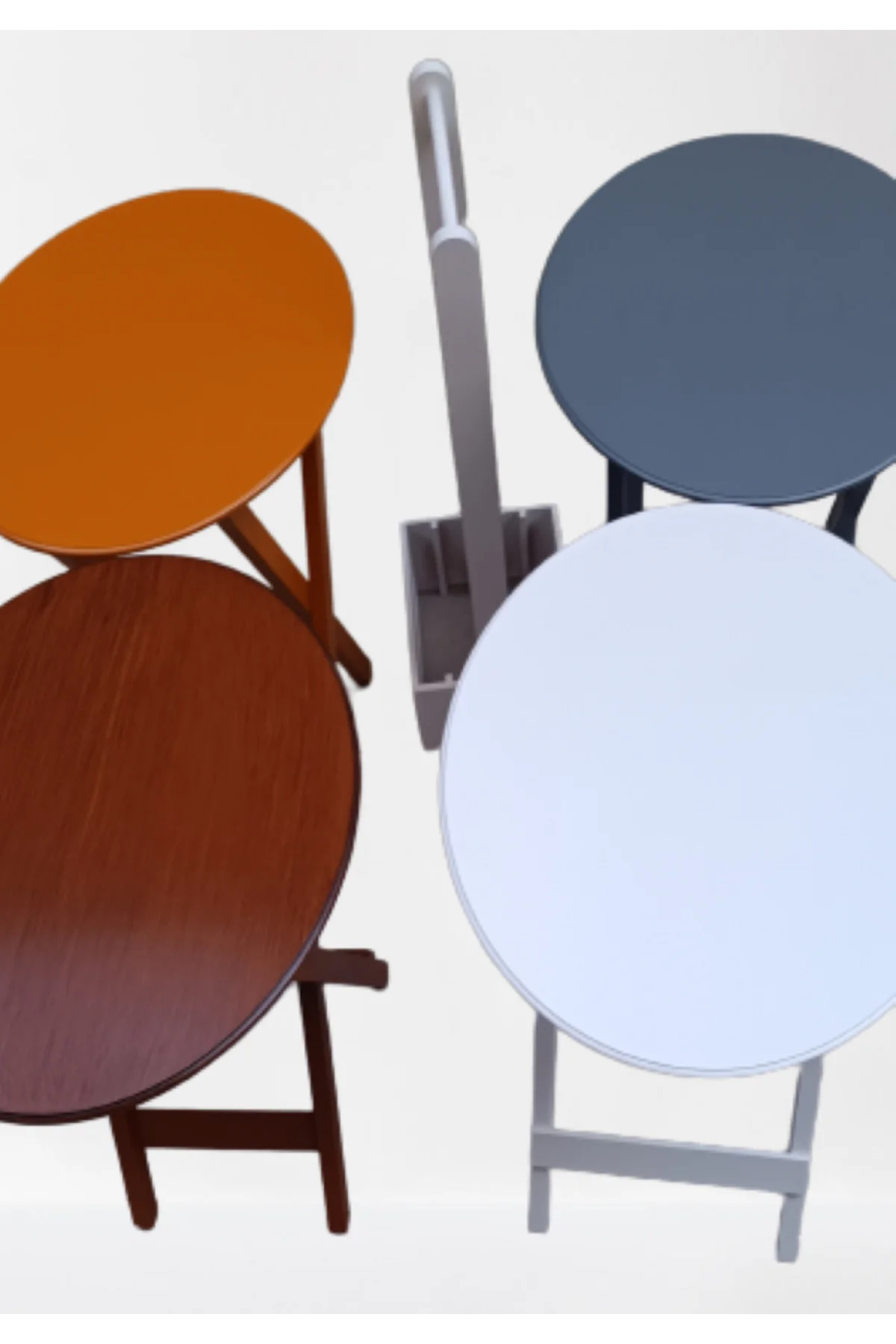 Zigon Çanta 12237 Oval Dörtlü Ahşap MDF Gri Ceviz Beyaz Hardal Renk Uyum El Yapım - Görsel 3