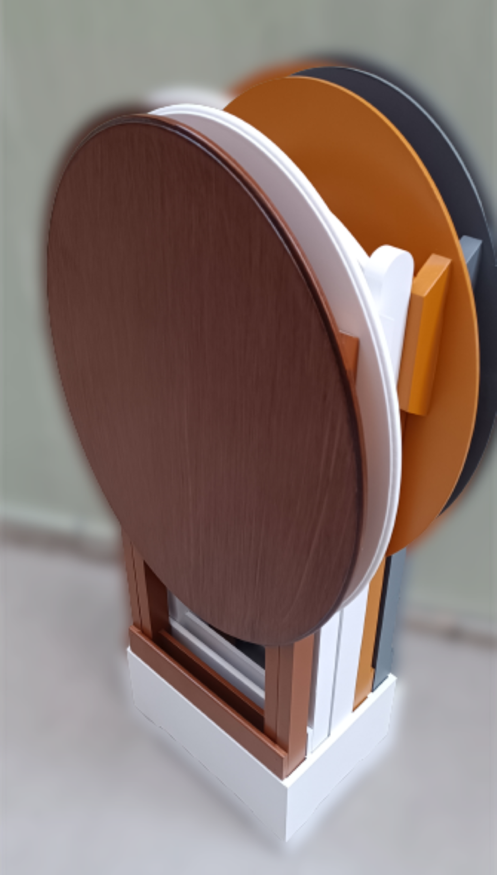 Zigon Çanta 12237 Oval Dörtlü Ahşap MDF Gri Ceviz Beyaz Hardal Re