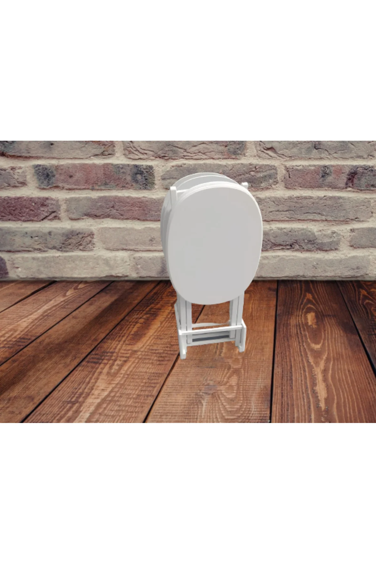 Zigon Çanta 17387 Sehpa Oval ahşap MDF Model Torna Parlak Beyaz Lake El Yapım - Görsel 4