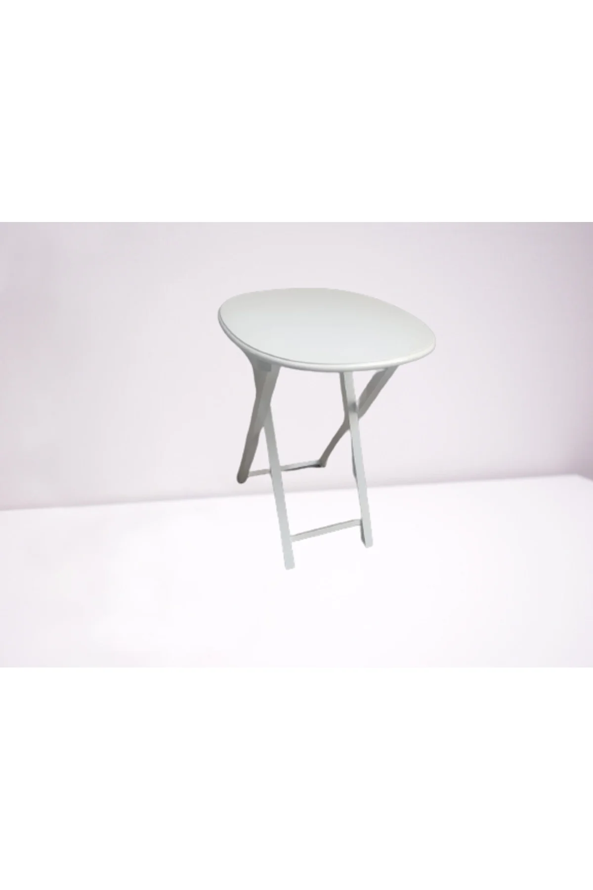Zigon Çanta 17387 Sehpa Oval ahşap MDF Model Torna Parlak Beyaz Lake El Yapım - Görsel 6