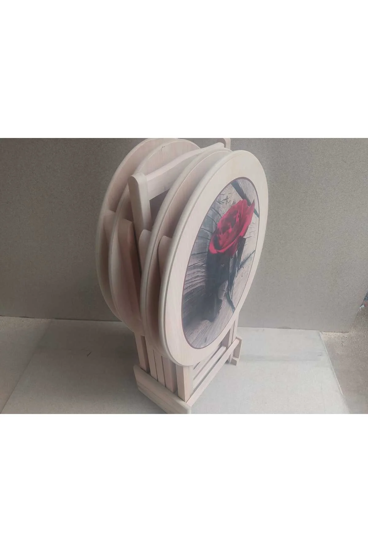 Zigon Çanta 18208 Klasik Oval Sehpa Model Çiçek Motifli HAM Kayın Nature Ei yapım - Görsel 8