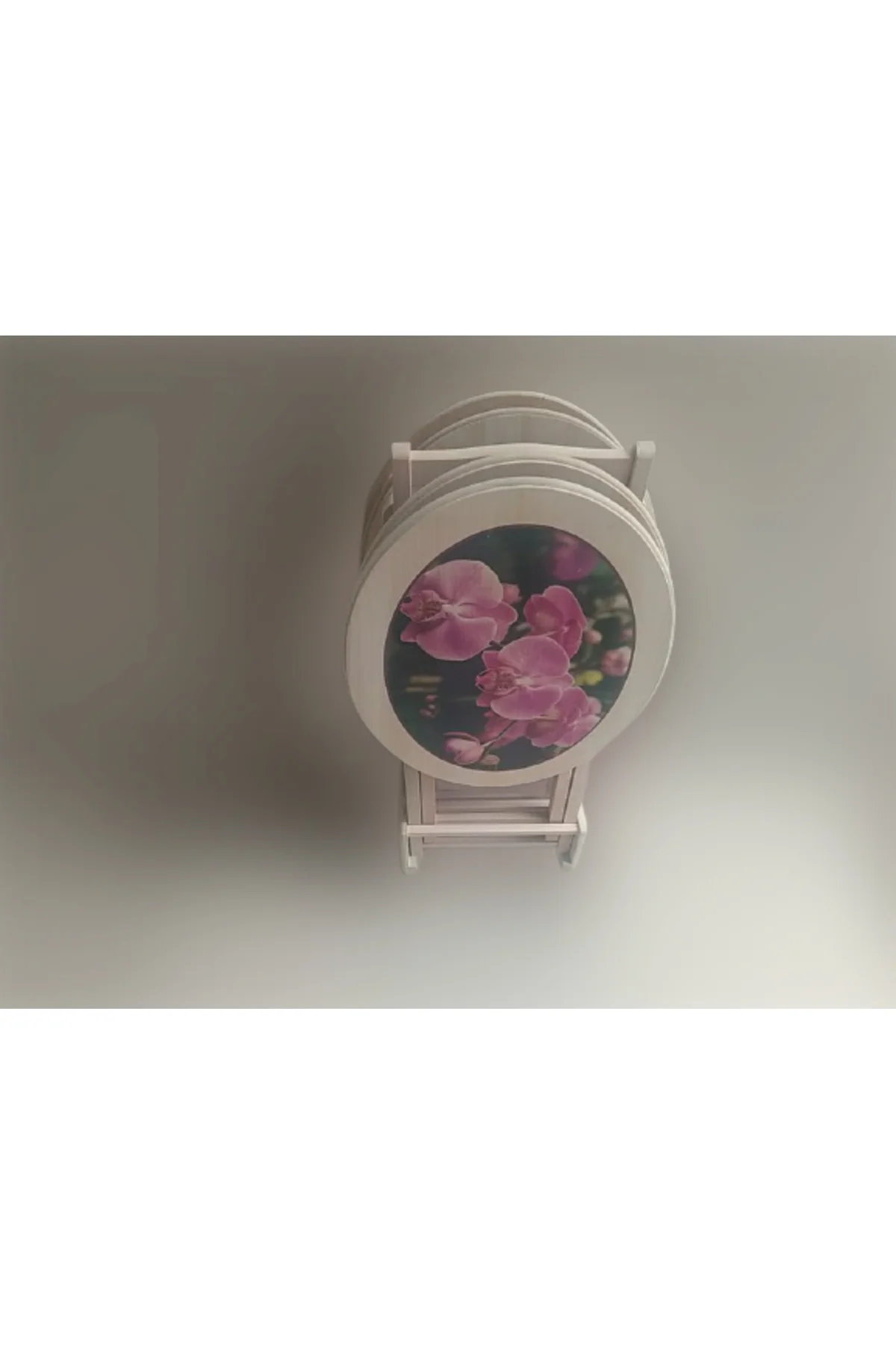 Zigon Çanta 18208 Klasik Oval Sehpa Model Çiçek Motifli HAM Kayın Nature Ei yapım - Görsel 3