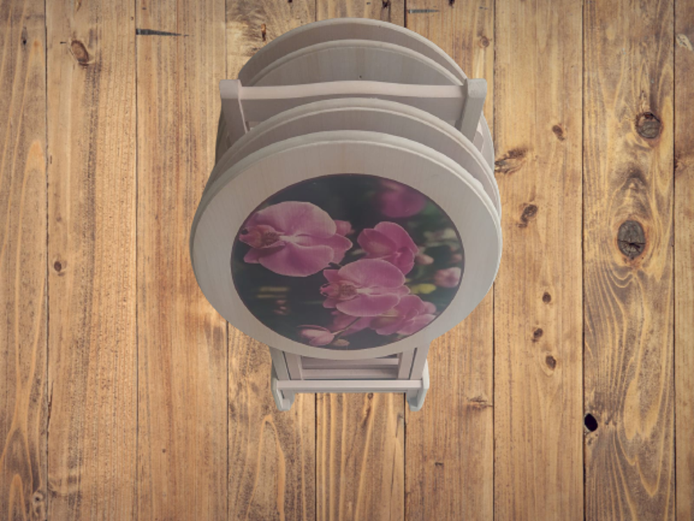 Zigon Çanta 18208 Klasik Oval Sehpa Model Çiçek Motifli HAM Kayın