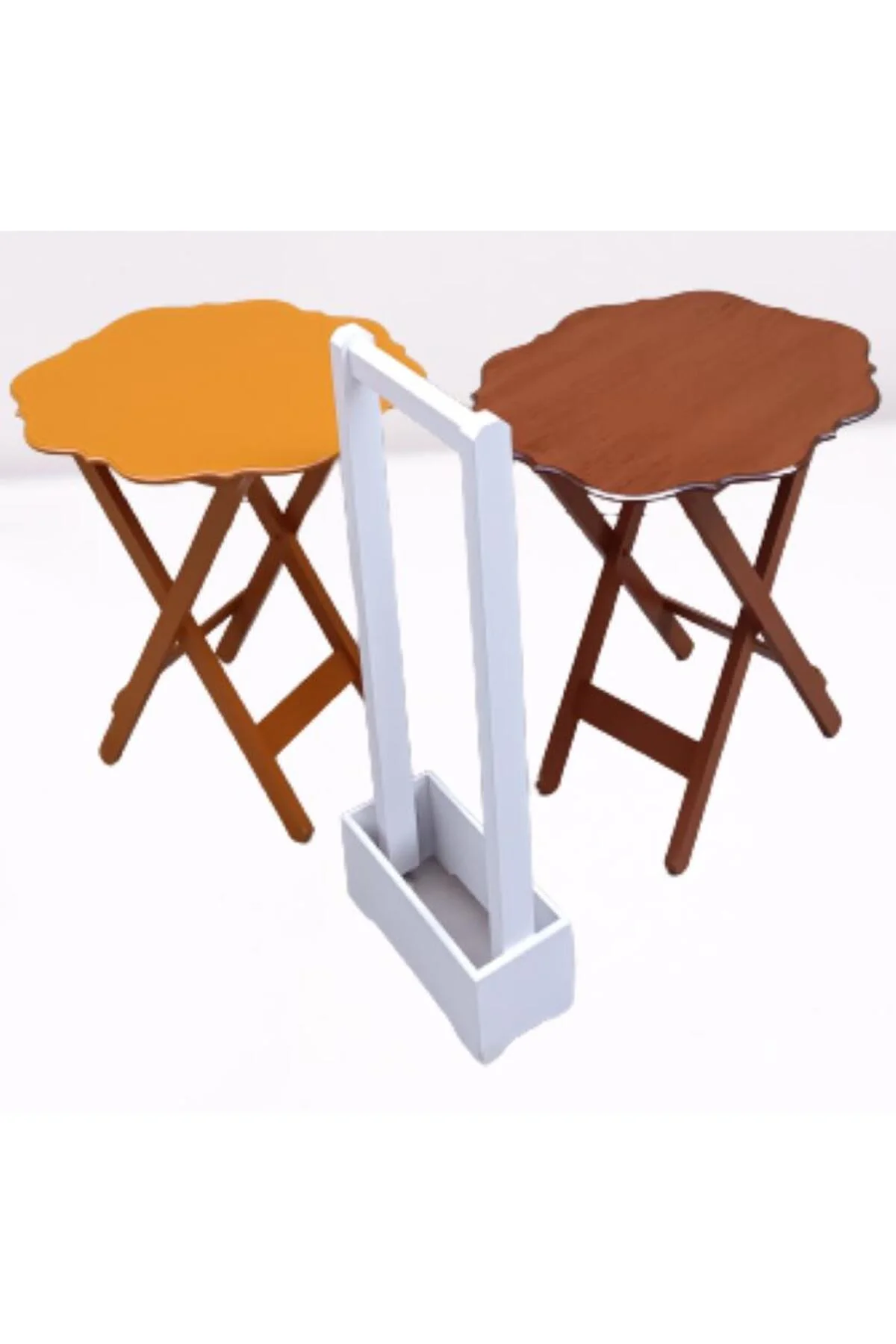 Zigon Çanta 90075 Sehpa Yonca Model 2li Takım Ahşap MDF Hardal-Ceviz Renk El Yapı Zigon Çanta 90075 Sehpa Yonca Model 2li Takım Ahşap MDF Hardal-Ceviz Renk El Yapı - Görsel 2