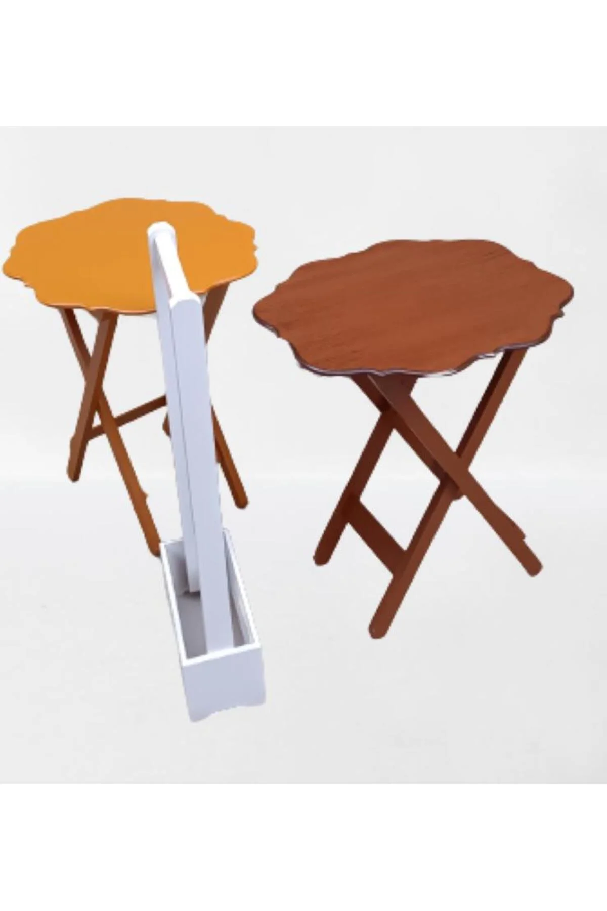 Zigon Çanta 90075 Sehpa Yonca Model 2li Takım Ahşap MDF Hardal-Ceviz Renk El Yapı Zigon Çanta 90075 Sehpa Yonca Model 2li Takım Ahşap MDF Hardal-Ceviz Renk El Yapı
