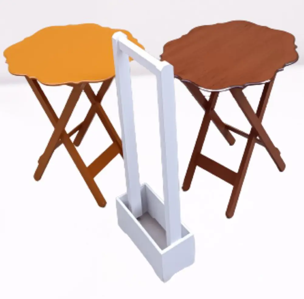 Zigon Çanta 90075 Sehpa Yonca Model 2li Takım Ahşap MDF Hardal-Ce