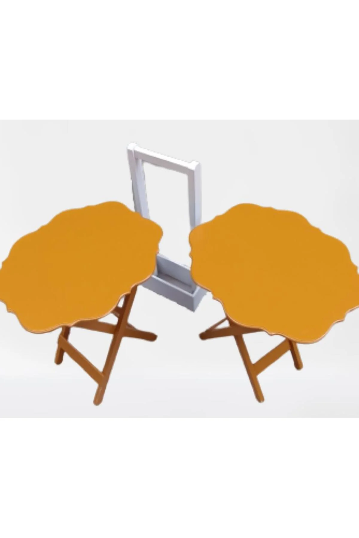 Zigon Çanta 90076 Sehpa Yonca Model 2 li Tk Ahşap MDF Hardal Renk Uyum El Yapım - Görsel 3