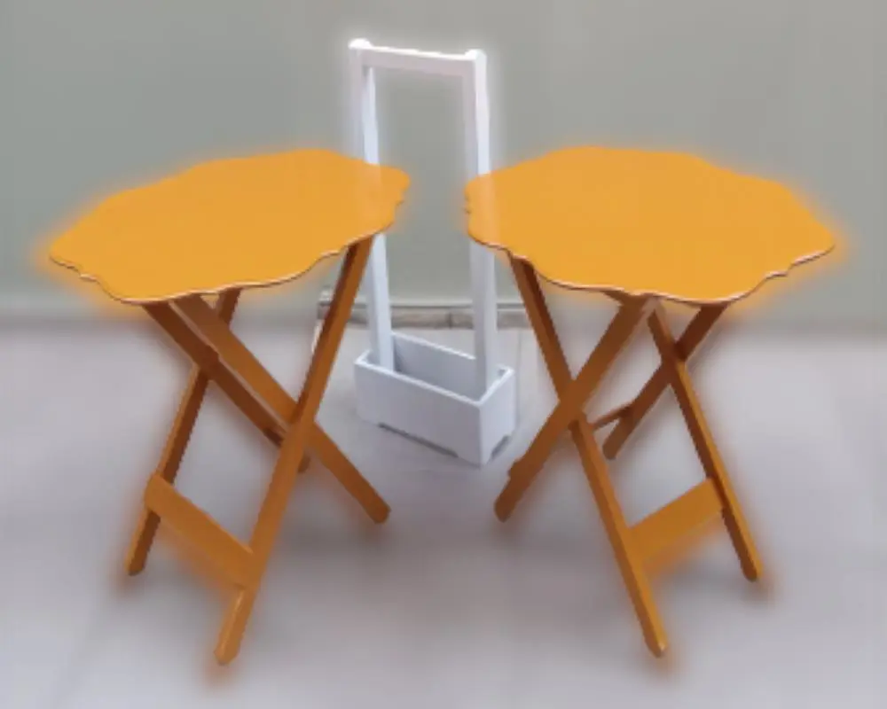 Zigon Çanta 90076 Sehpa Yonca Model 2 li Tk Ahşap MDF Hardal Renk