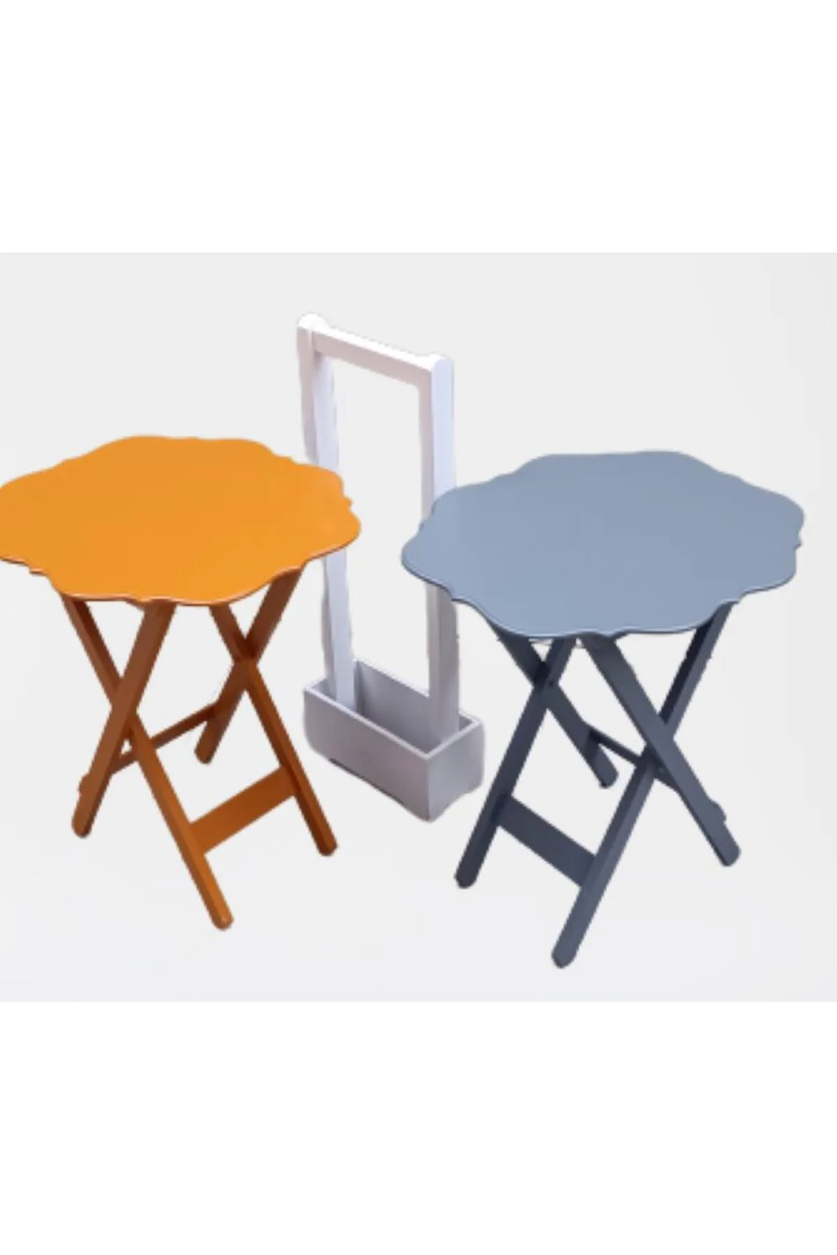 Zigon Çanta 90077 Sehpa Yonca Model 2 li Tk Ahşap MDF Gri Hardal Renk Uyum Elyapı - Görsel 5