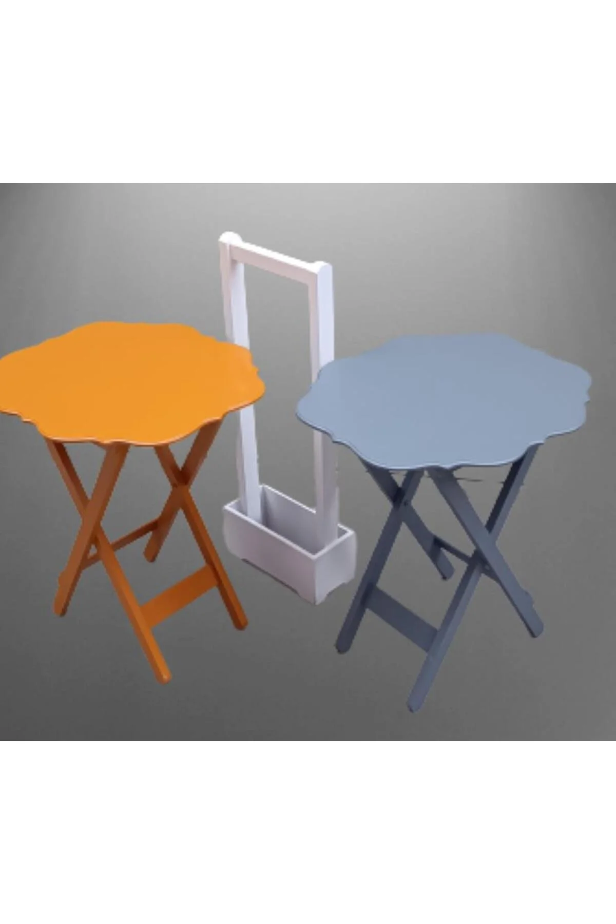 Zigon Çanta 90077 Sehpa Yonca Model 2 li Tk Ahşap MDF Gri Hardal Renk Uyum Elyapı - Görsel 6