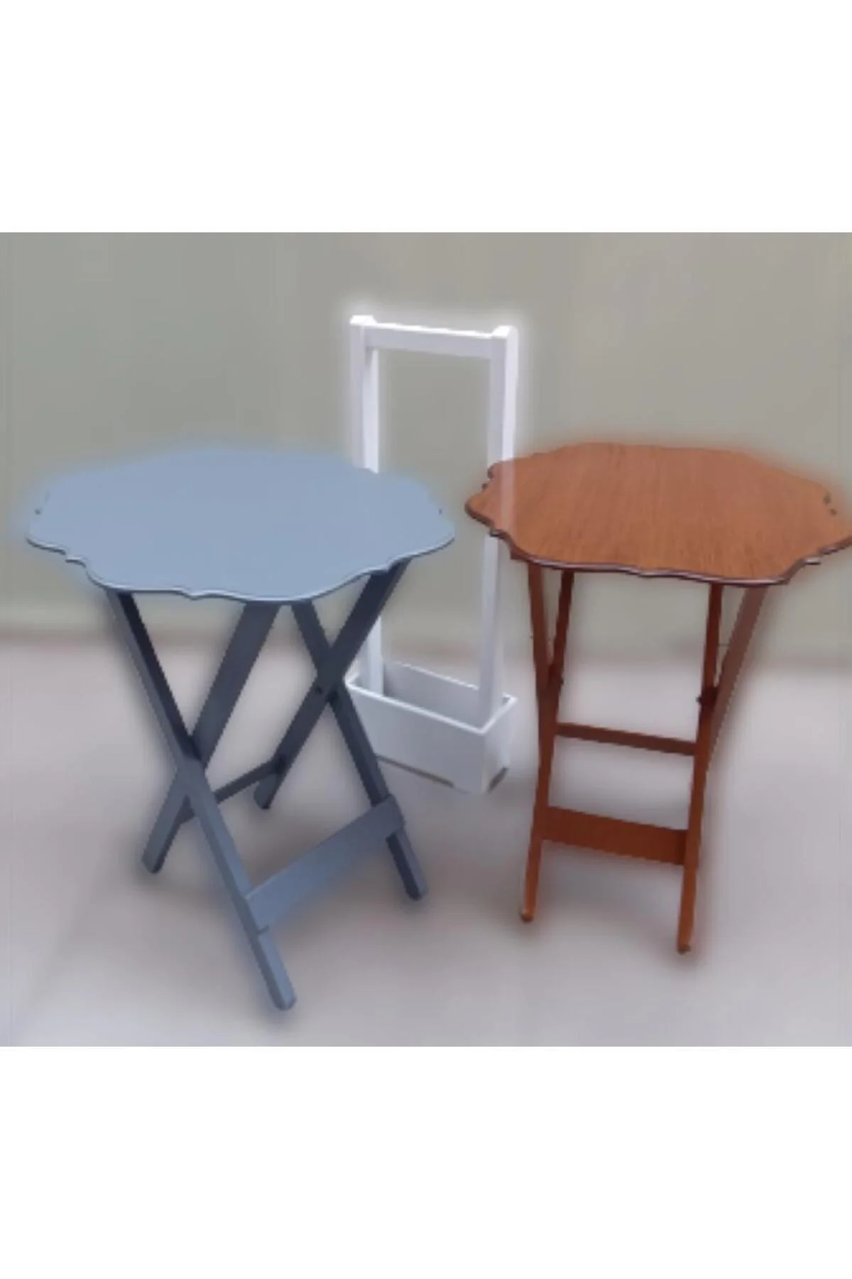 Zigon Çanta 90078 Sehpa Yonca Model 2 li Tk Ahşap Mdf Gri Ceviz Renk Uyum El Yapı - Görsel 8