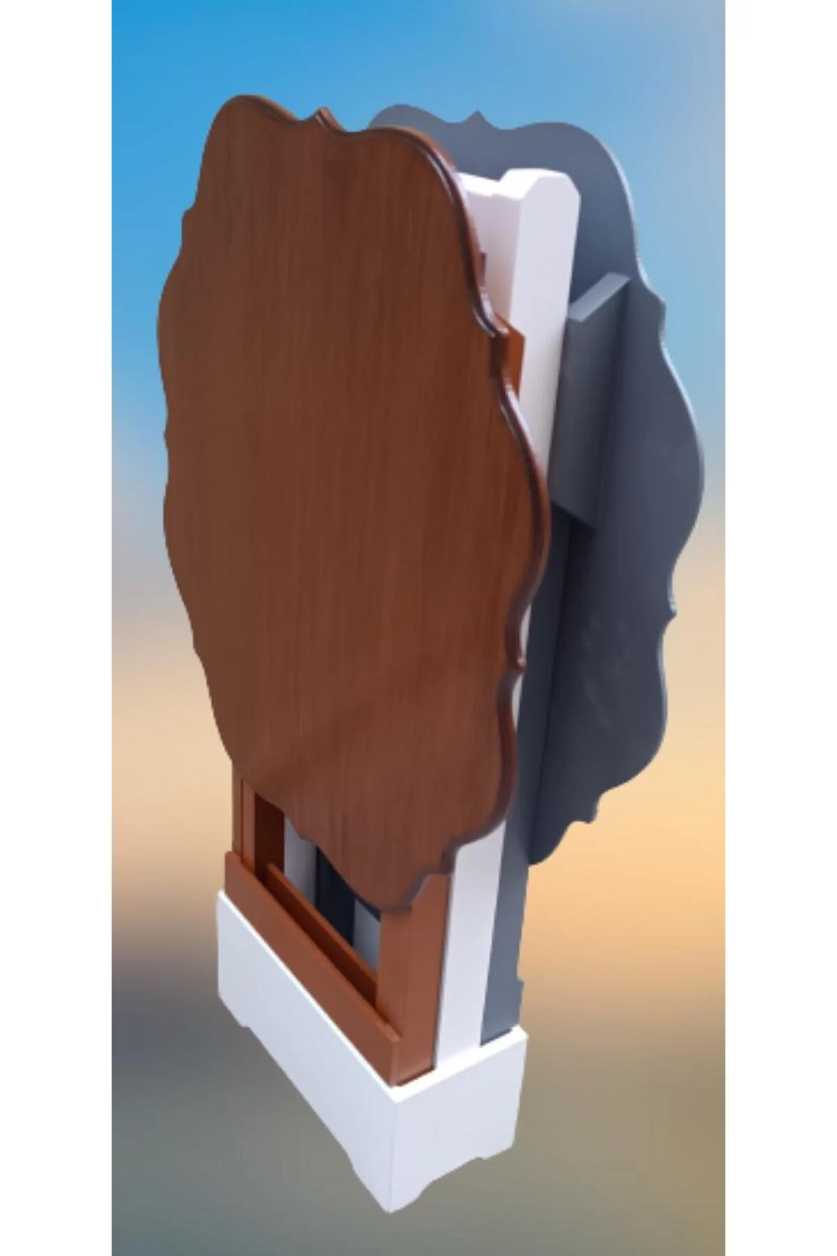 Zigon Çanta 90078 Sehpa Yonca Model 2 li Tk Ahşap Mdf Gri Ceviz Renk Uyum El Yapı - Görsel 6