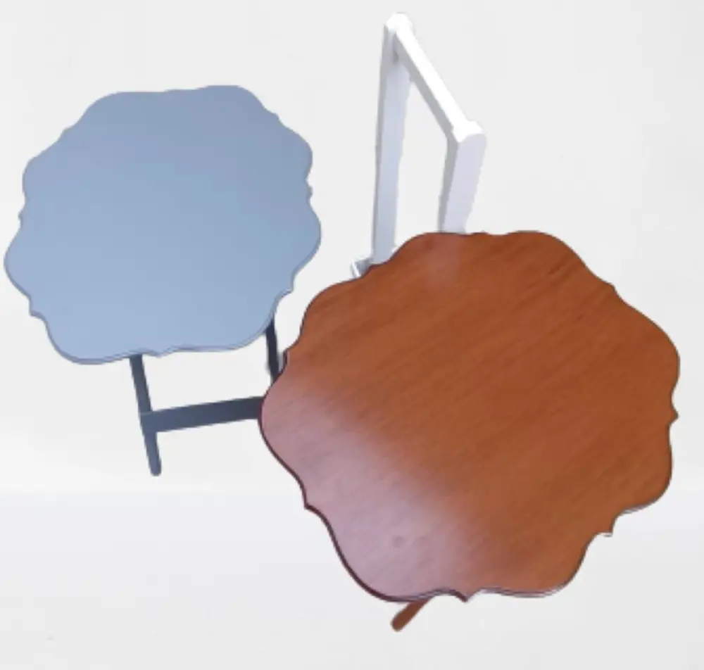 Zigon Çanta 90078 Sehpa Yonca Model 2 li Tk Ahşap Mdf Gri Ceviz R