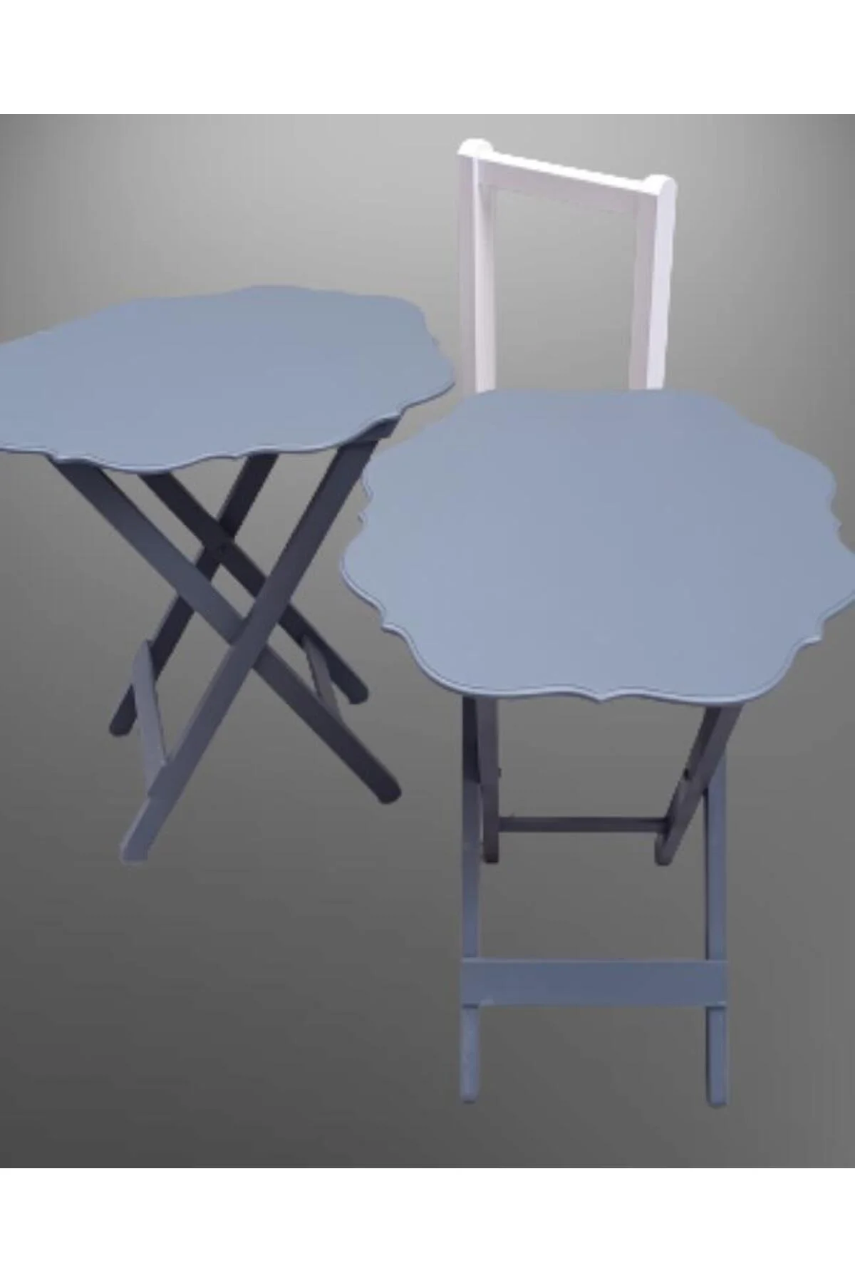 Zigon Çanta 90079 Sehpa Yonca Model 2 li Tk Ahşap MDF Gri Renk Kutu sevk El Yapım - Görsel 3