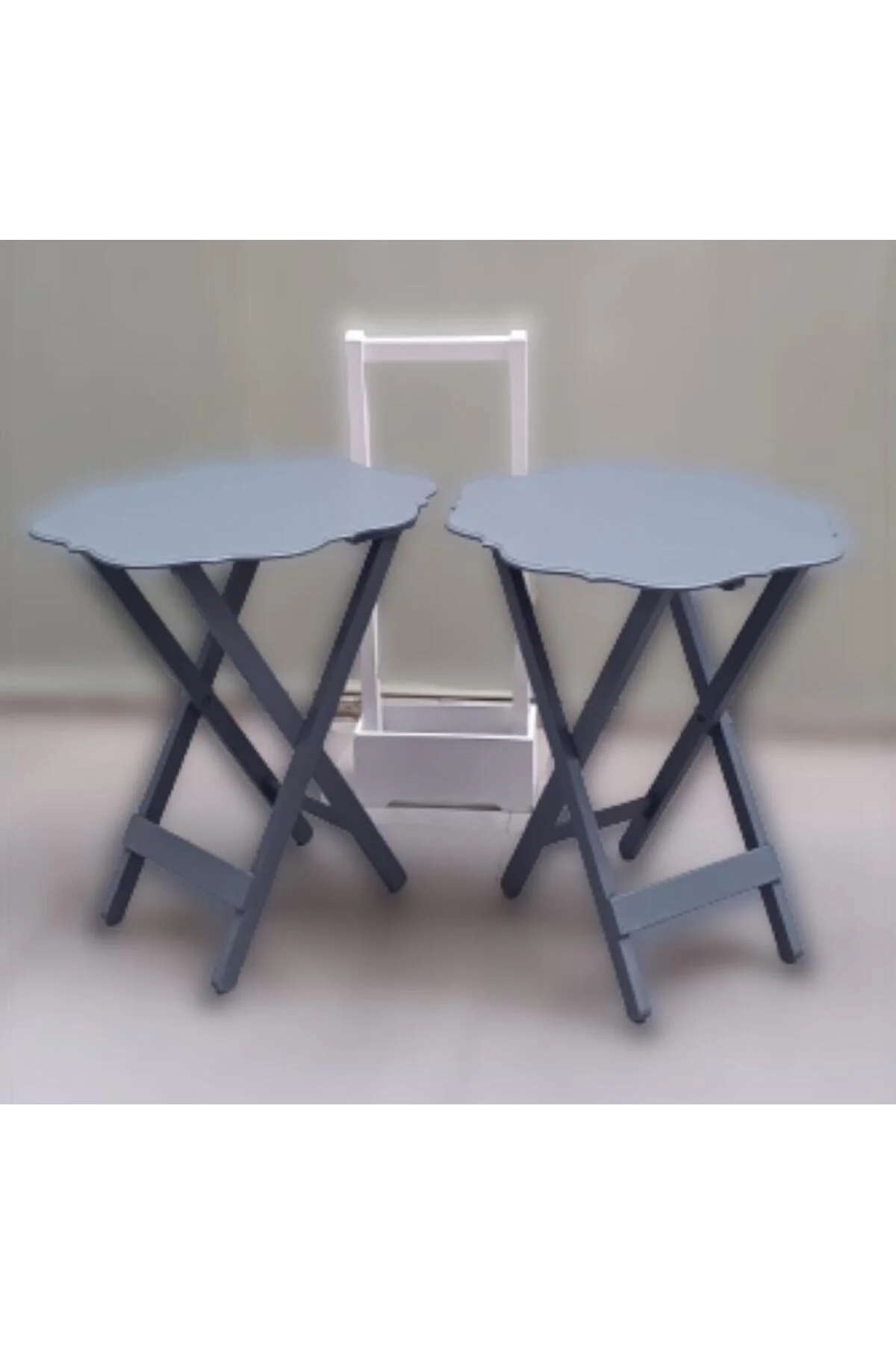 Zigon Çanta 90079 Sehpa Yonca Model 2 li Tk Ahşap MDF Gri Renk Kutu sevk El Yapım - Görsel 4