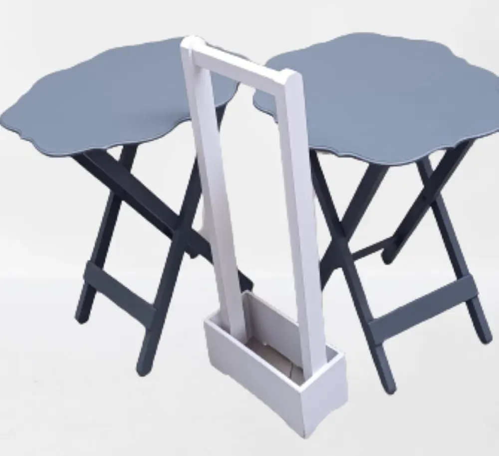 Zigon Çanta 90079 Sehpa Yonca Model 2 li Tk Ahşap MDF Gri Renk Ku