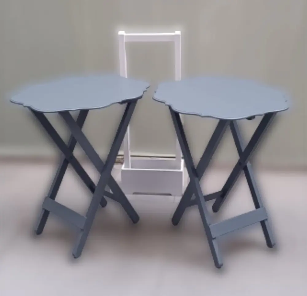 Zigon Çanta 90079 Sehpa Yonca Model 2 li Tk Ahşap MDF Gri Renk Ku