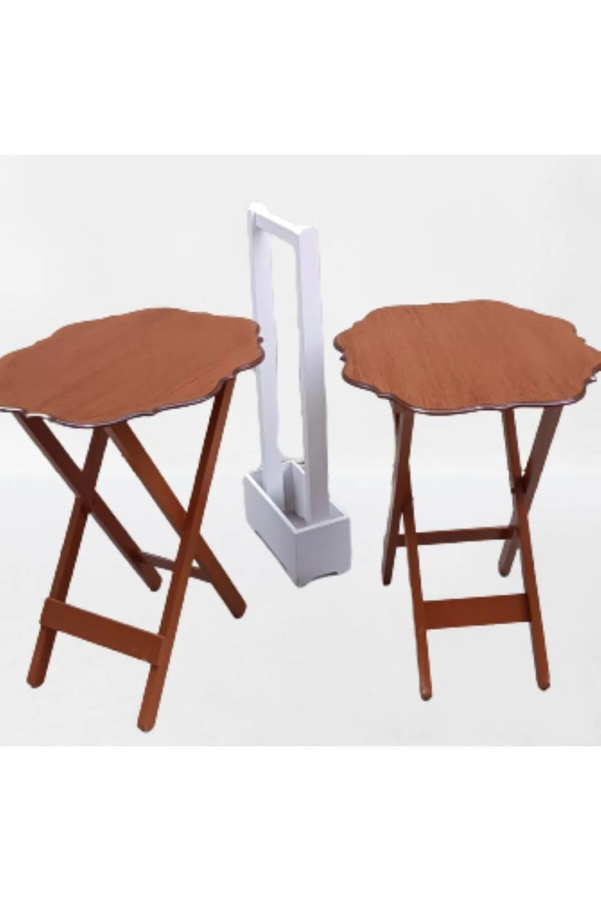 Zigon Çanta 90080 Sehpa Yonca Model 2 li Tk Ahşap MDF Parlak Ceviz Renk Kutu sevk - Görsel 4